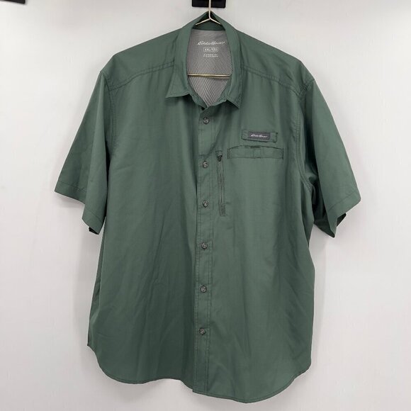 Eddie Bauer Mens Duck Green Tech Woven Short Sleeve Shirt XXL - Picture 1 of 7